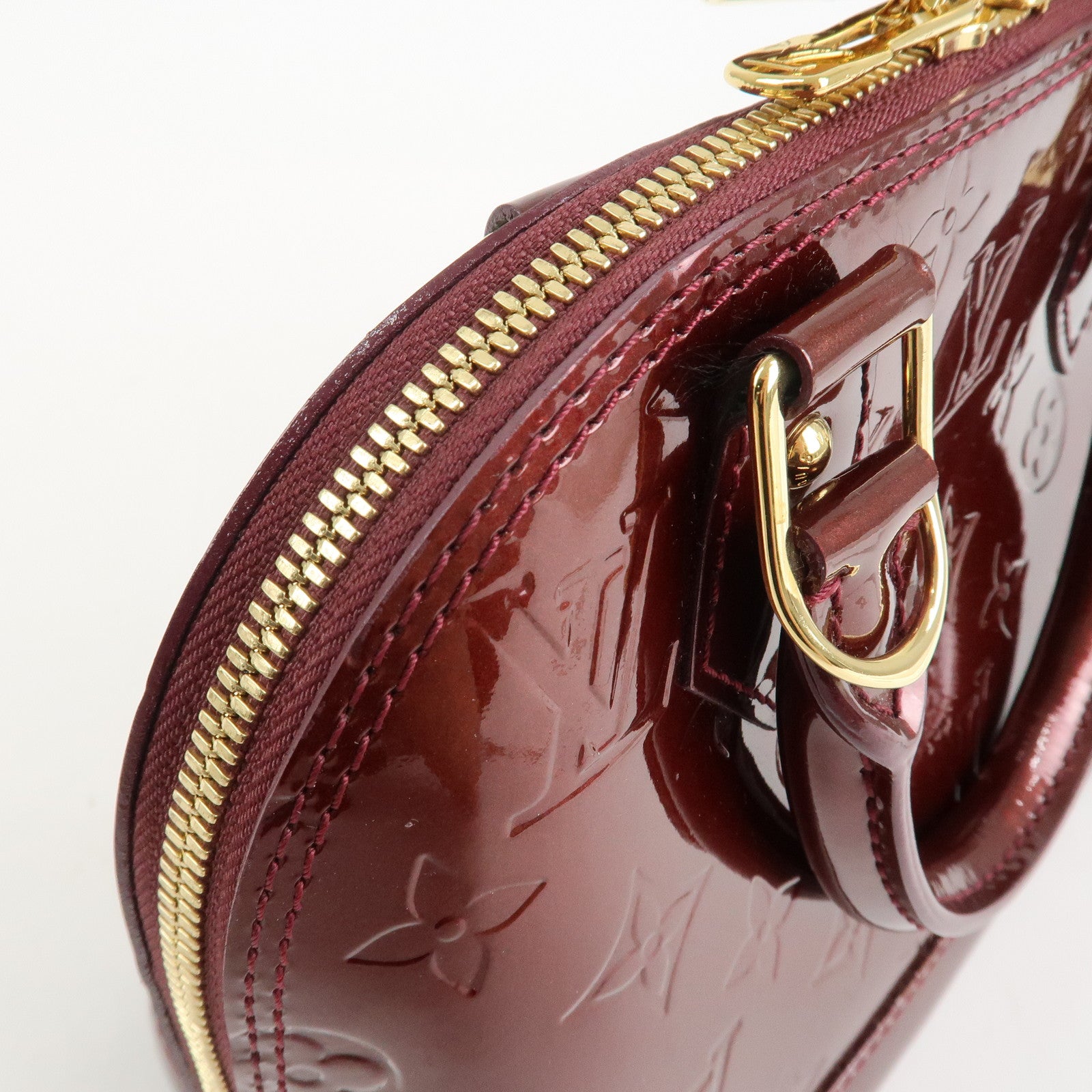 Louis Vuitton Monogram Vernis Alma BB 2Way Hand Bag Rouge M91676 Used