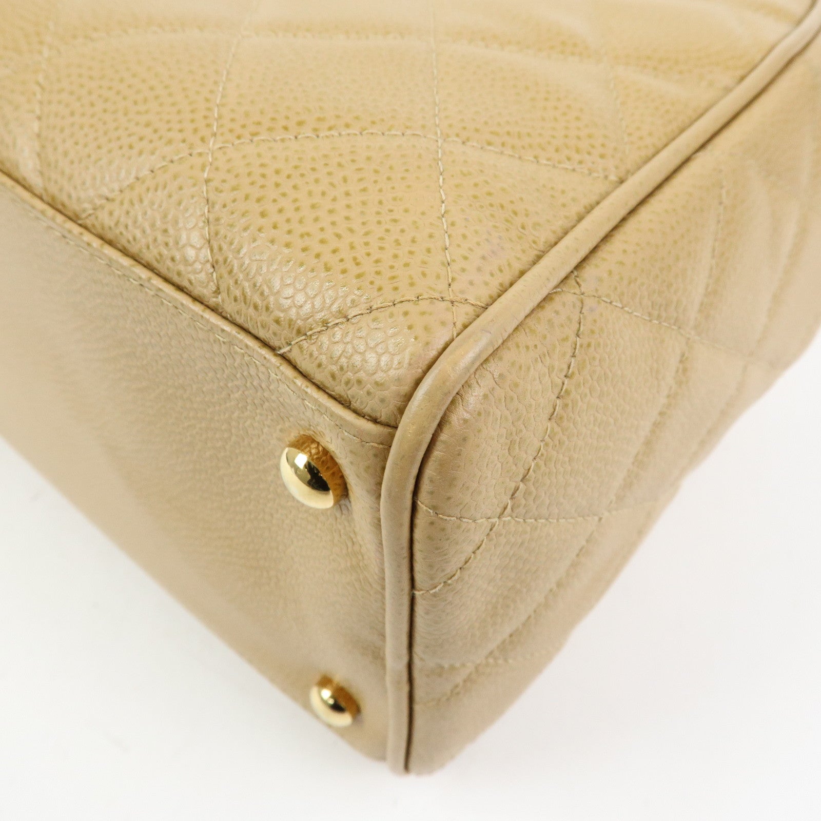 CHANEL COCO Mark Caviarskin Boston Bag Hand Bag Beige