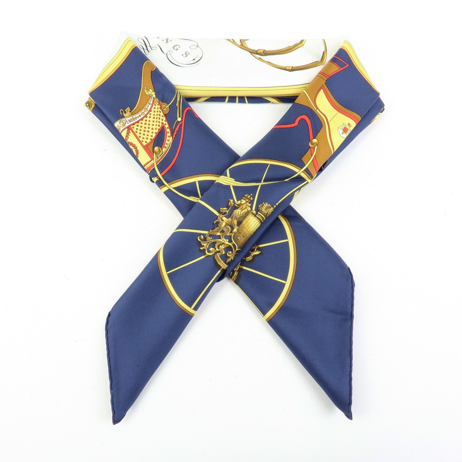 HERMES Carre 90 Silk 100% Scarf SPRINGS Navy