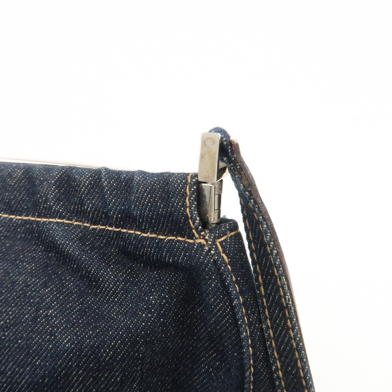 FENDI Denim Shoulder Bag Hand Bag Navy 26736