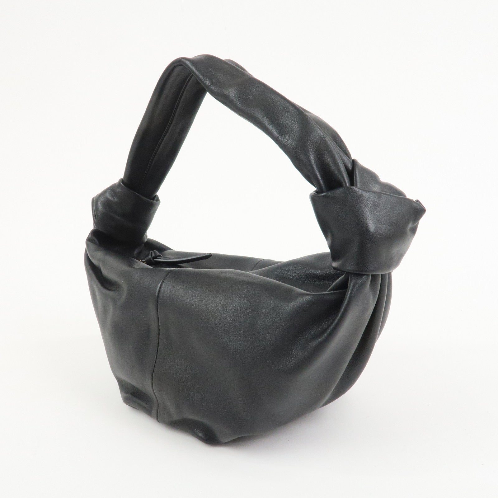 BOTTEGA VENETA Double Knots Leather Hand Bag Black