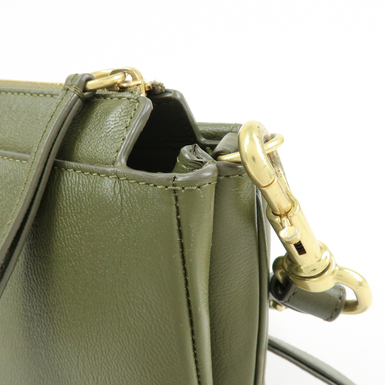Chloe See by Chloe Phill Leather Shoulder Crossbody Bag Dark Green