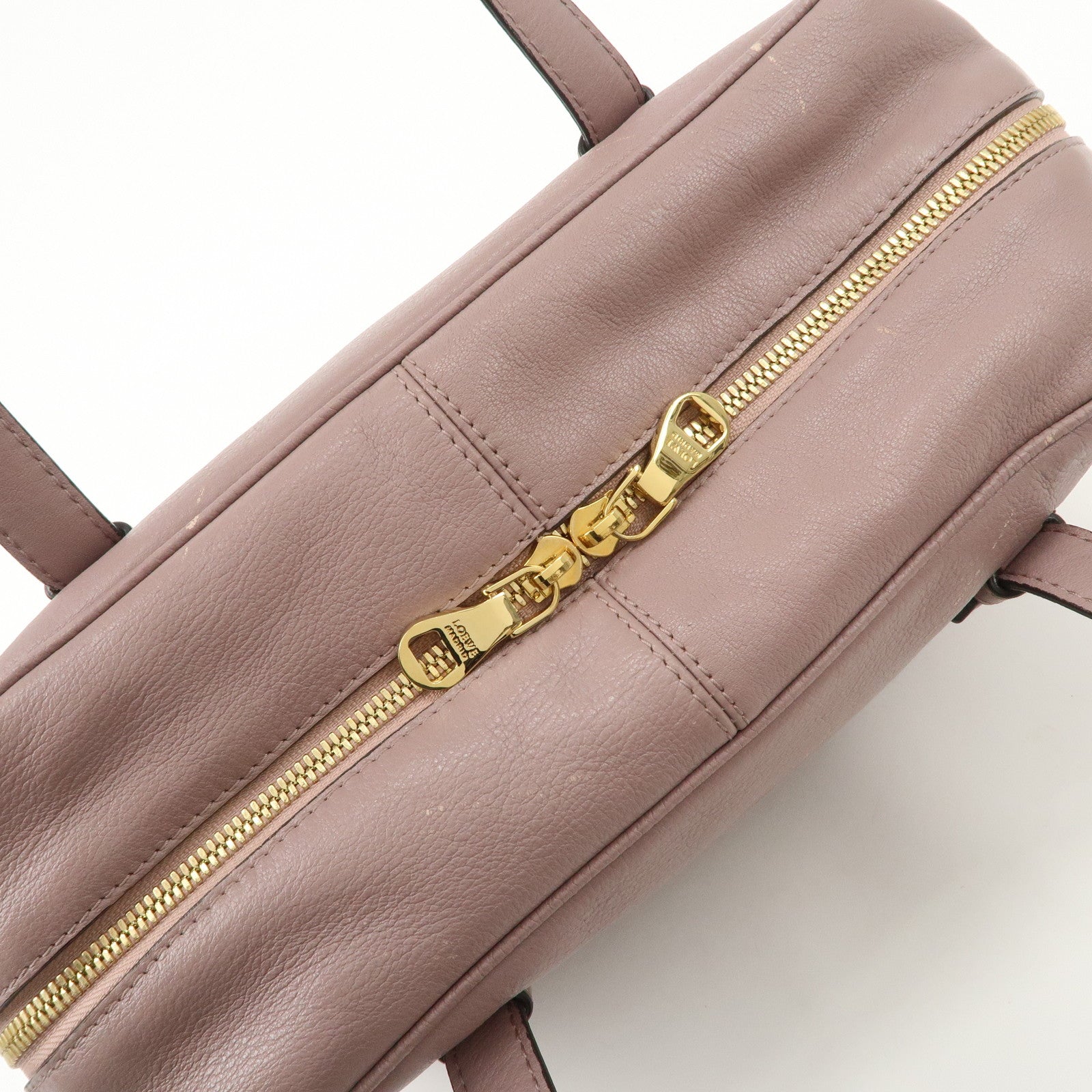 LOEWE Heritage Leather Mini Boston Bag Hand Bag Lavender Used
