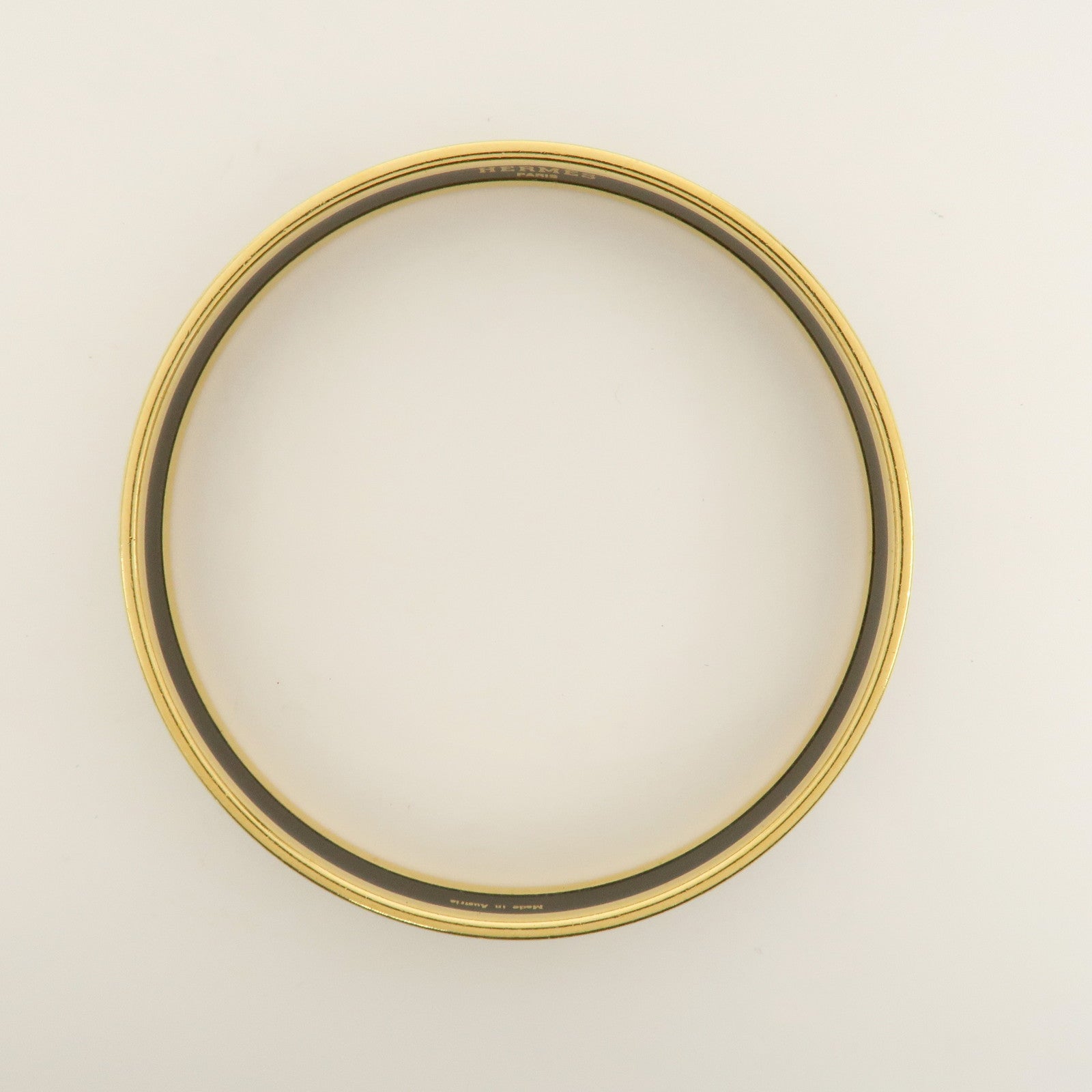 HERMES Email PM Gold Plated Bracelet Bangle Black