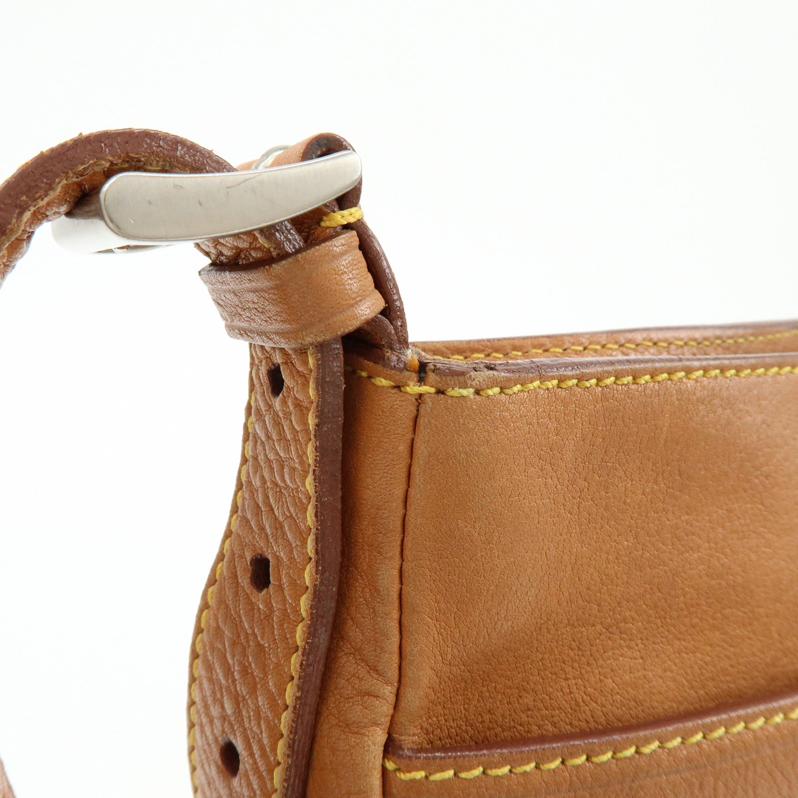 PRADA Triangle Logo Calf Leather Shoulder Crossbody Bag Brown