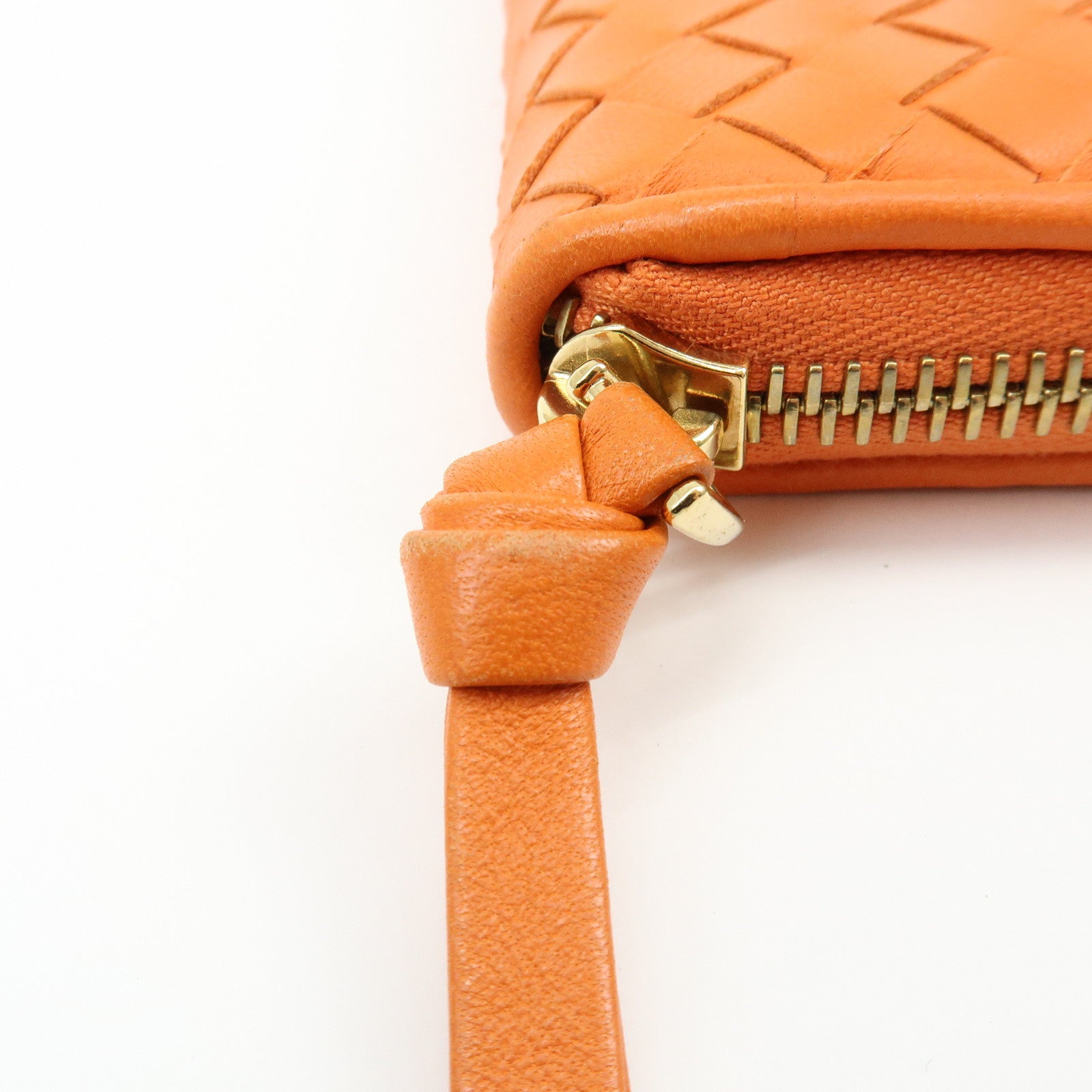 BOTTEGA VENETA Intrecciato Lamb Skin Coin Case Orange 114075