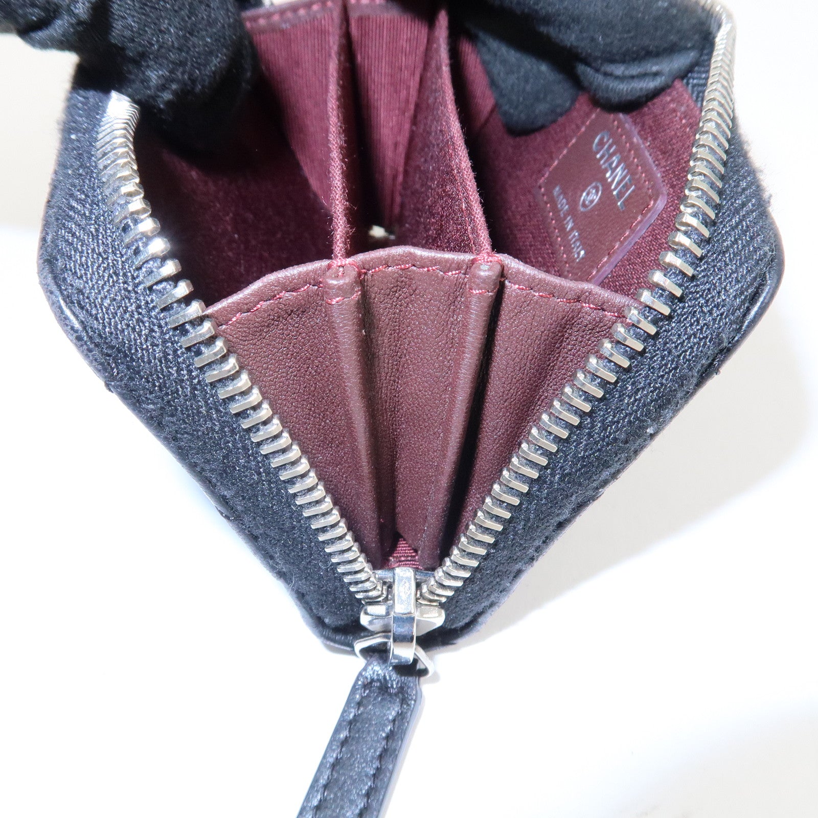 CHANEL Matelasse Lamb Skin Classic Zippy Coin Case Black AP0216 Used