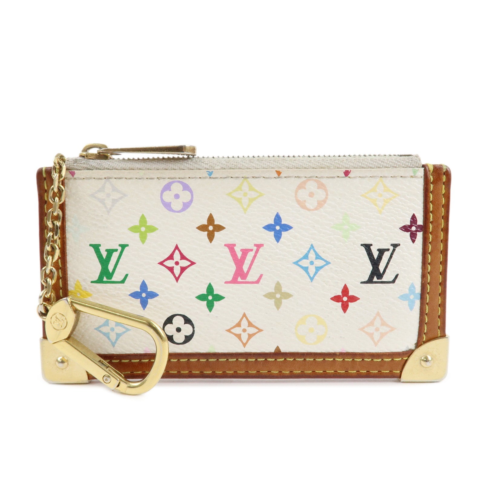Louis Vuitton Monogram Multicolor Pochette Cles Blanc M92655 Used
