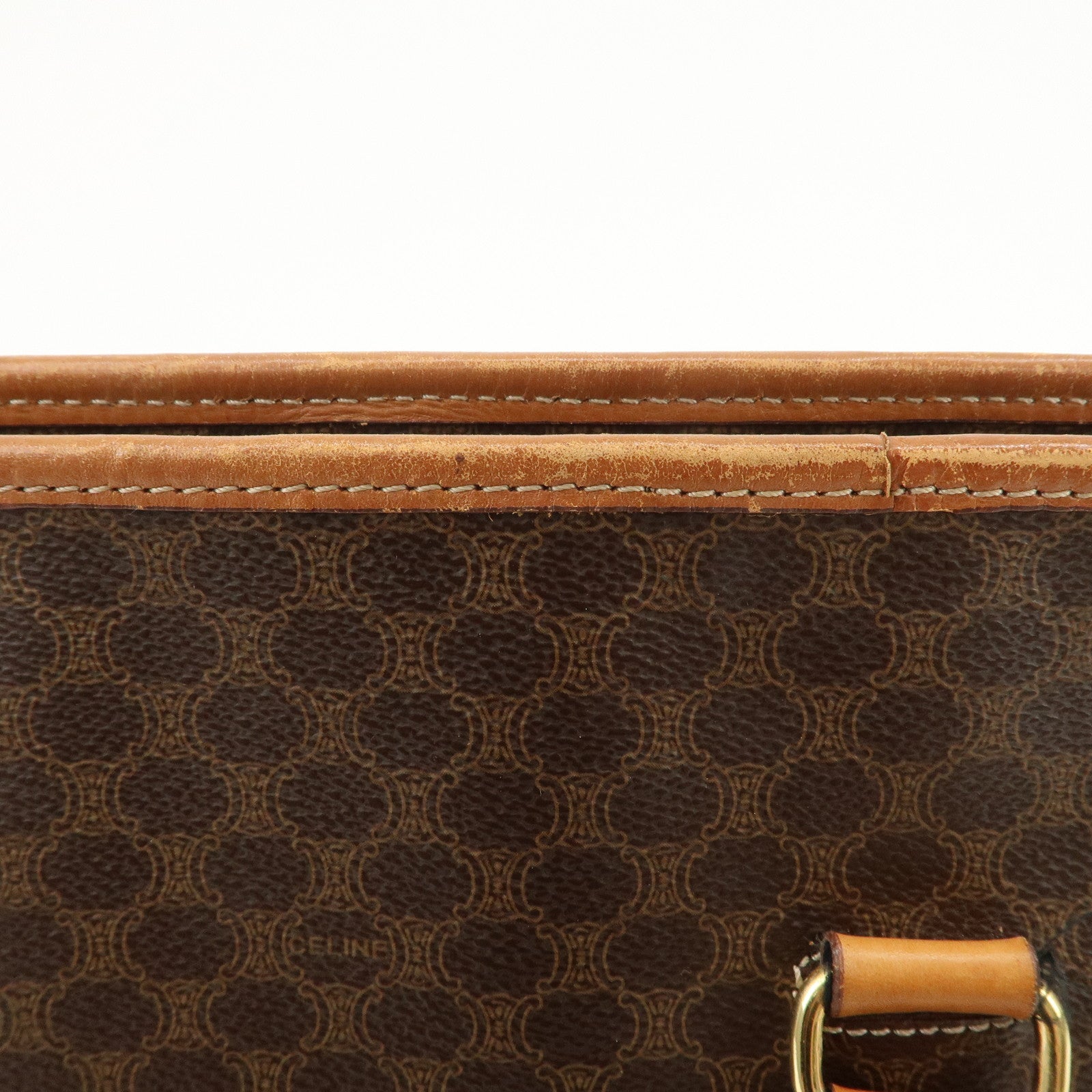 CELINE Macadam Logo Tote Bag Shoulder Bag Brown Gold