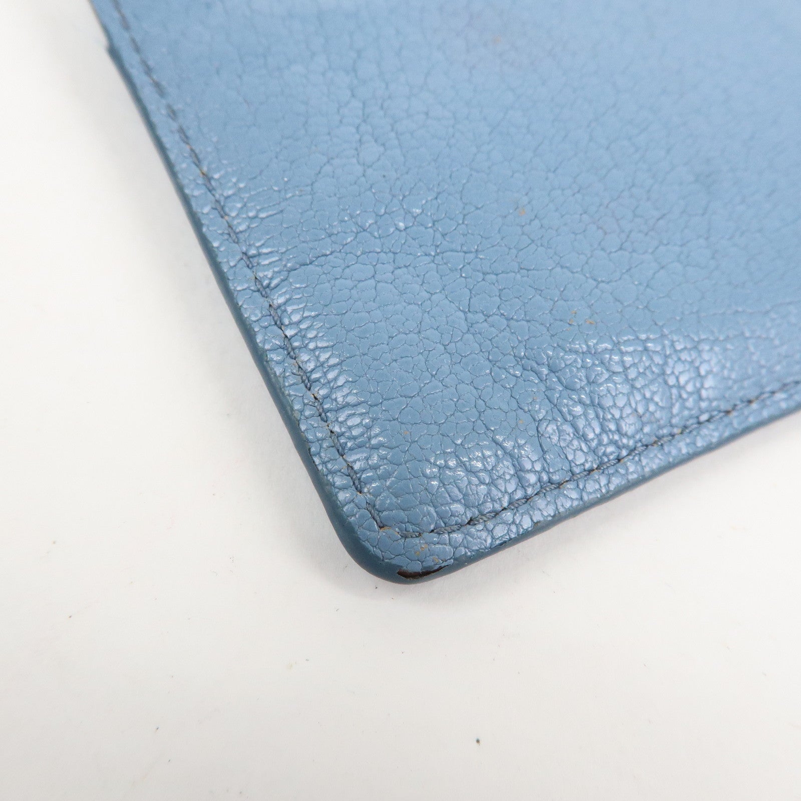 MIU MIU Leather Fragment Case Card Case Light Blue 5MB060 Used