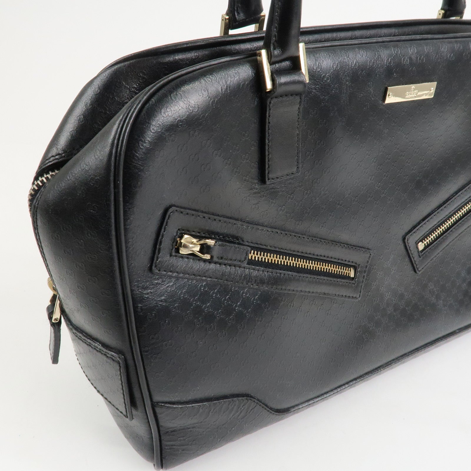 GUCCI Micro Guccissima Leather Hand Bag Black 022.1115