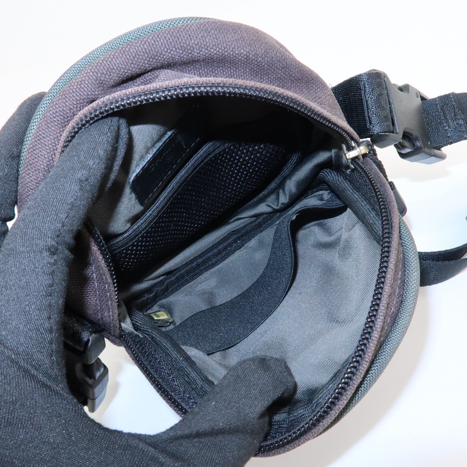 CHANEL Sports COCO Mark Canvas Shoulder Bag Black Green A23300