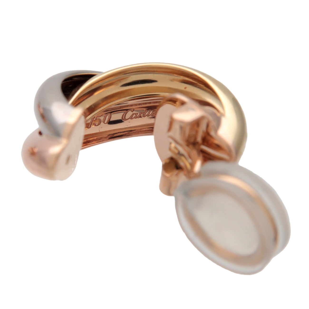 Cartier Trinity Clip On Earrings K18 750 Yellow Rose White Gold