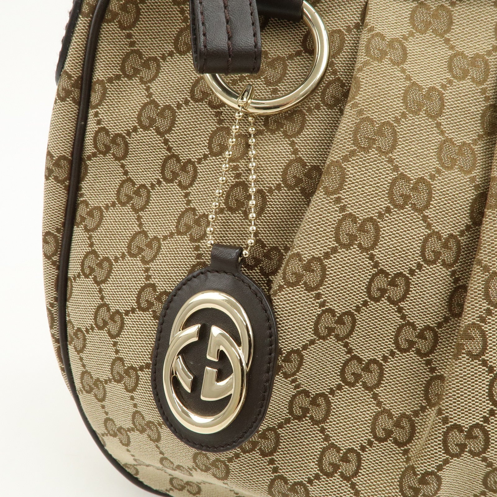 GUCCI Sukey Interlocking G GG Canvas Leather Shoulder Bag 362726