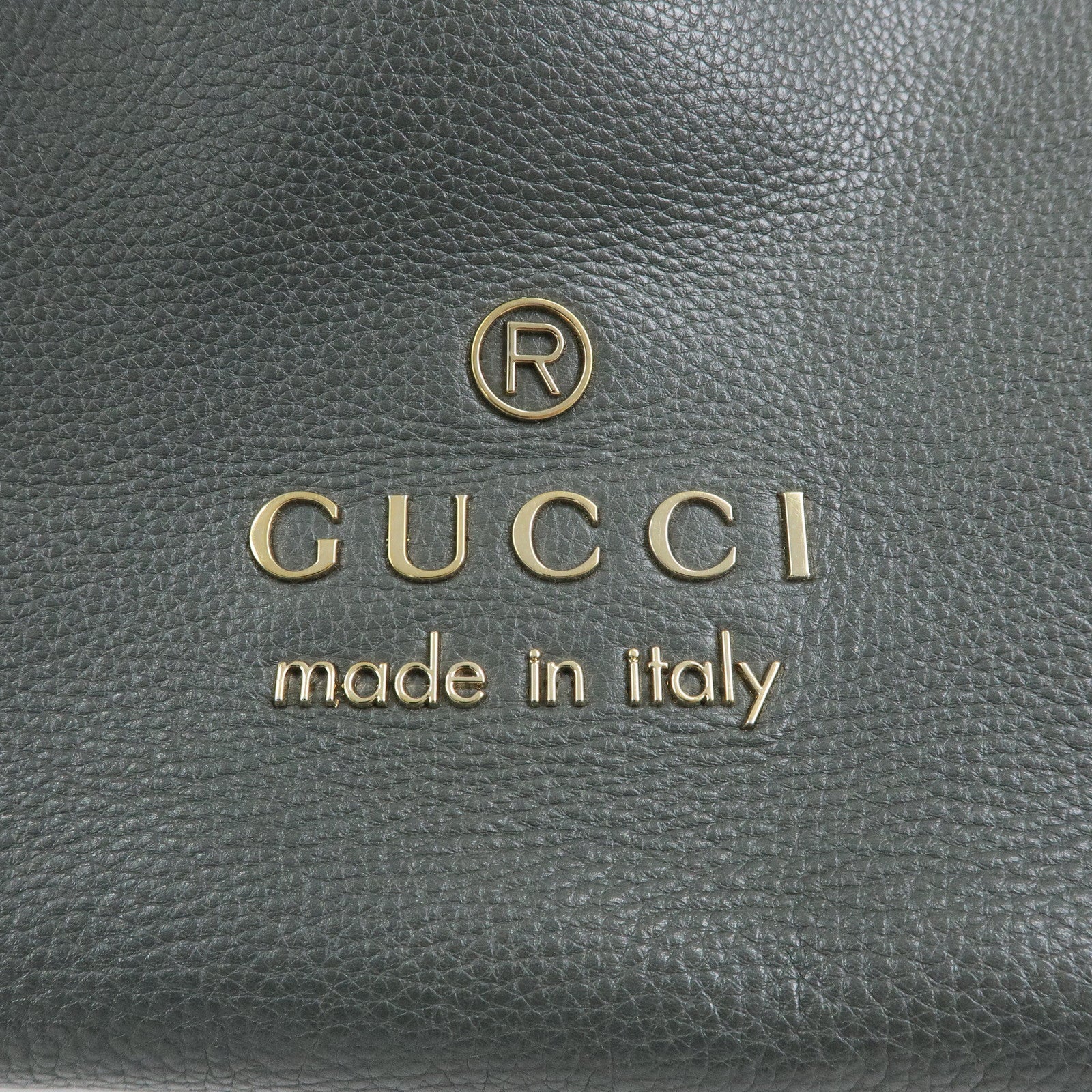 GUCCI Logo Leather Tote Bag Shoulder Bag Gray 380118