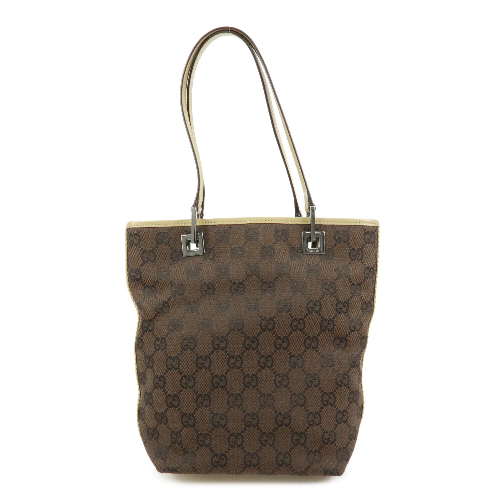 GUCCI GG Canvas Leather Tote Bag Shoulder Bag Brown Beige 31244