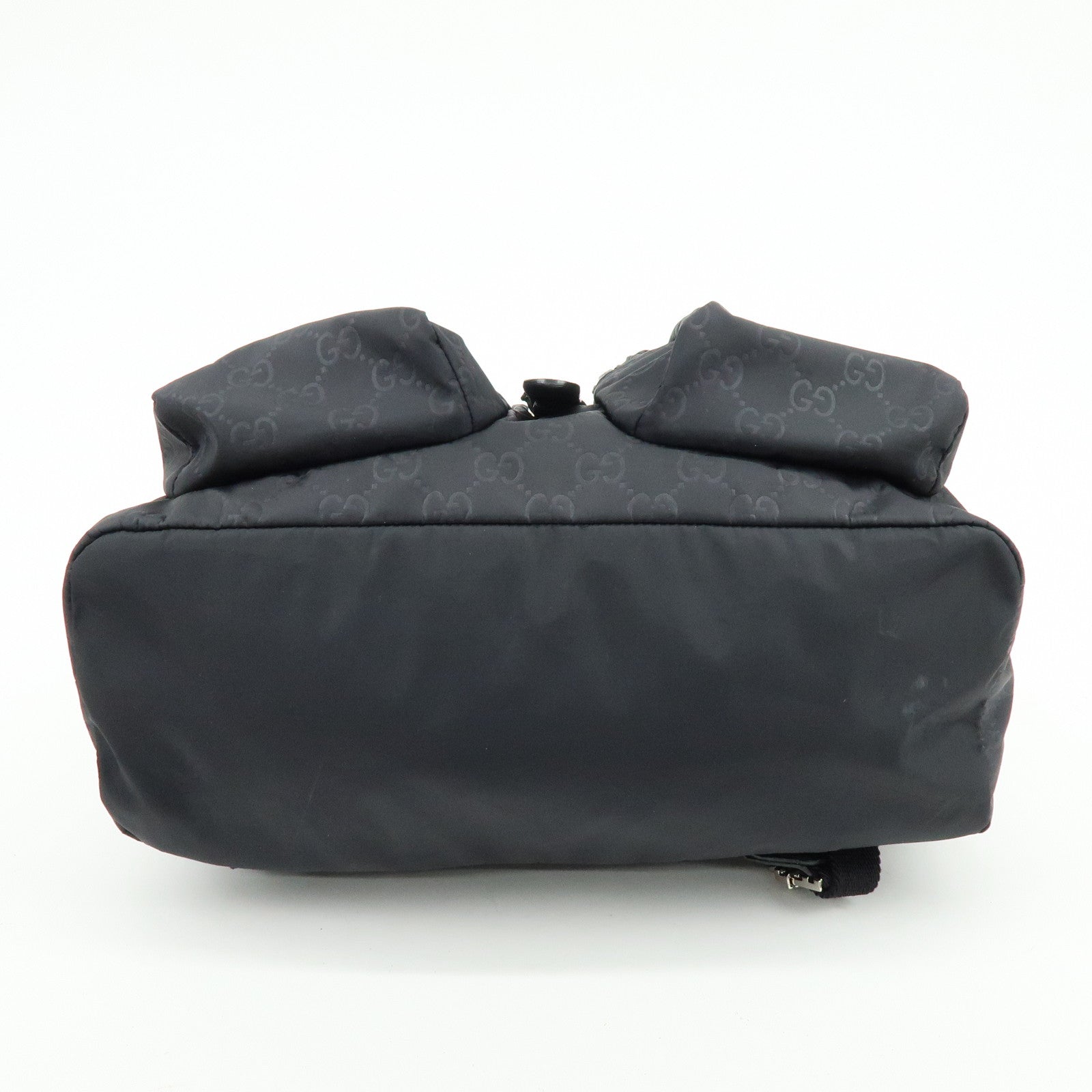 GUCCI GG Nylon Leather Backpack Ruck Sack Black 406361