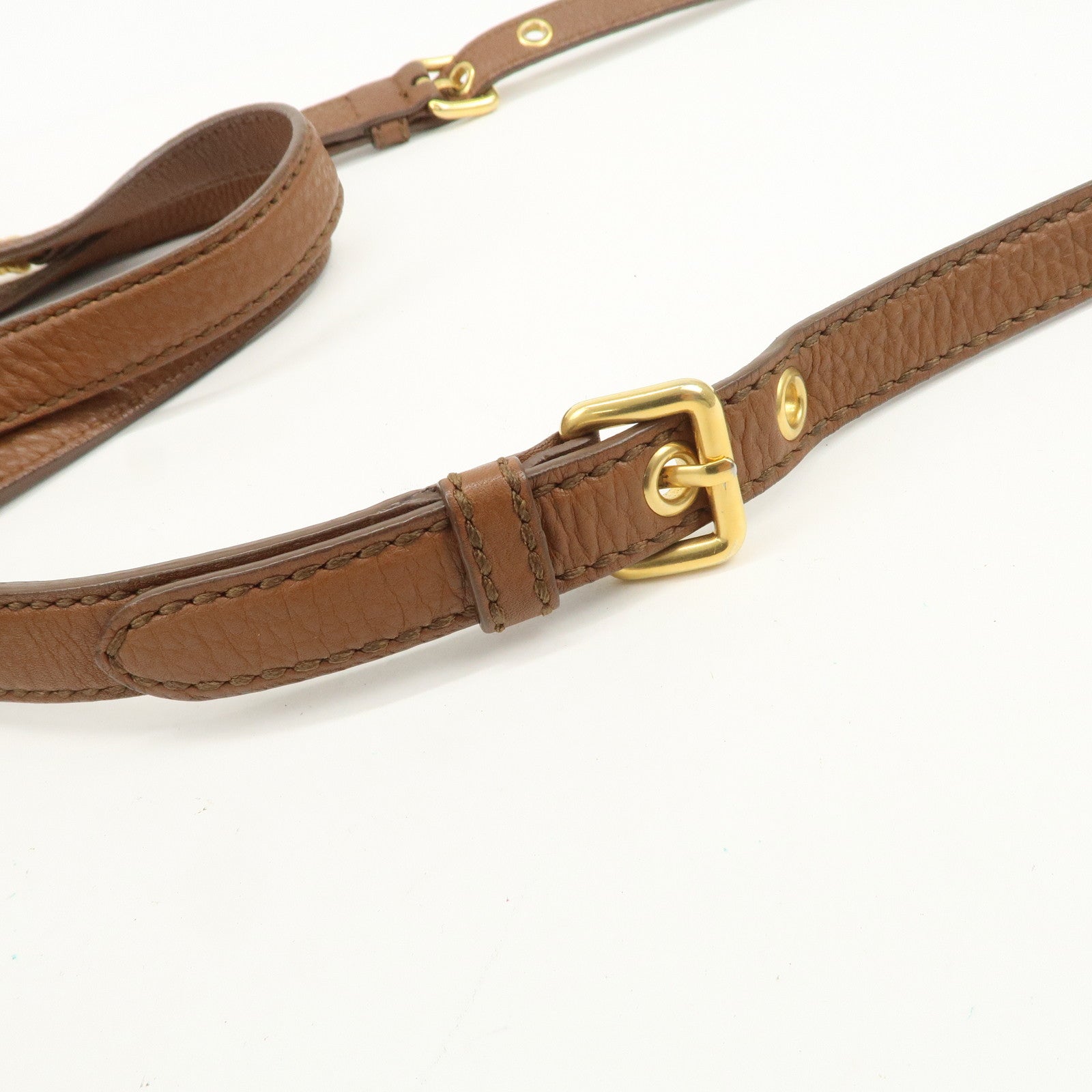 MIU MIU Logo Leather 2Way Bag Hand Bag Shoulder Bag Brown RN0761