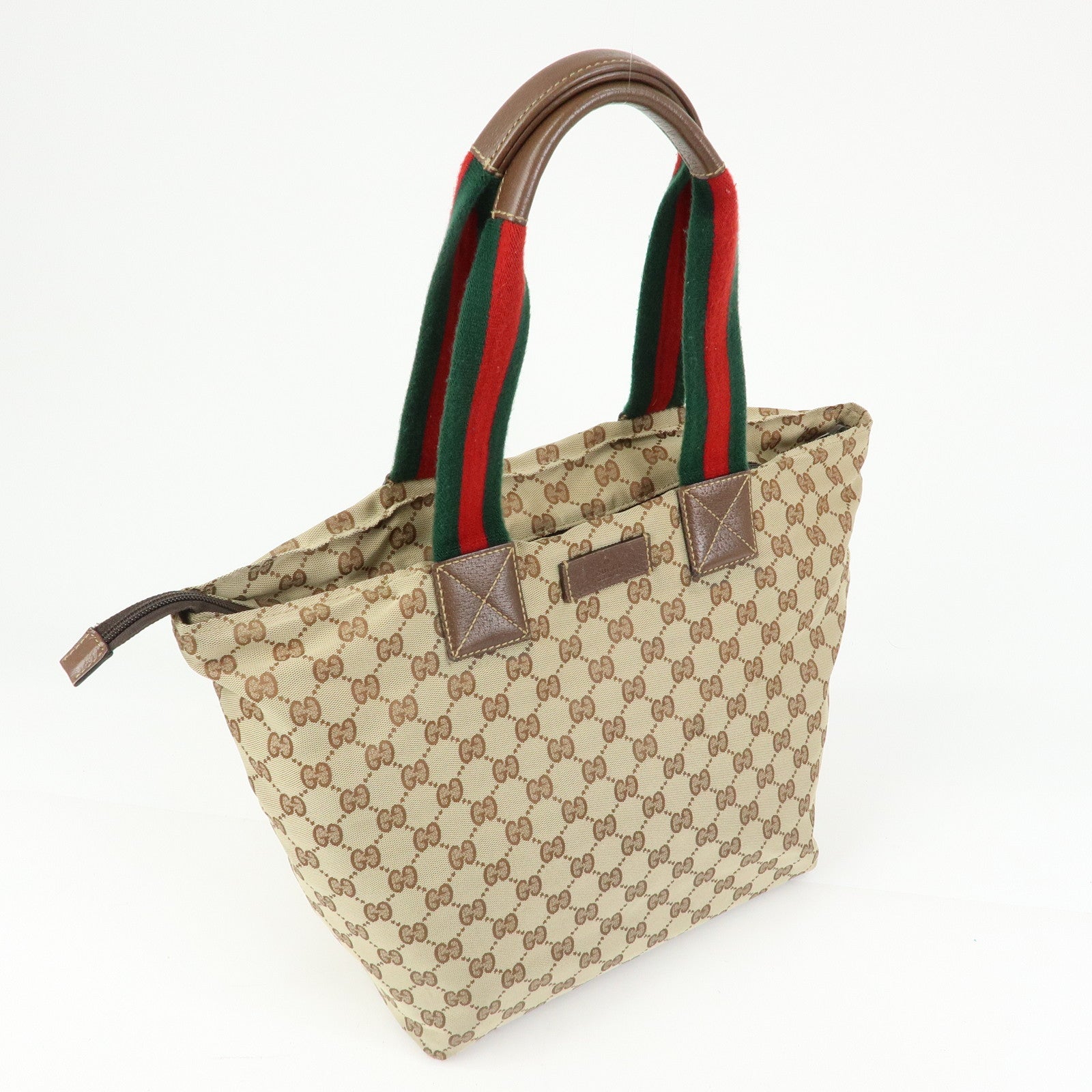 GUCCI Sherry GG Canvas Leather Tote Bag Hand Bag Beige Brown 131231