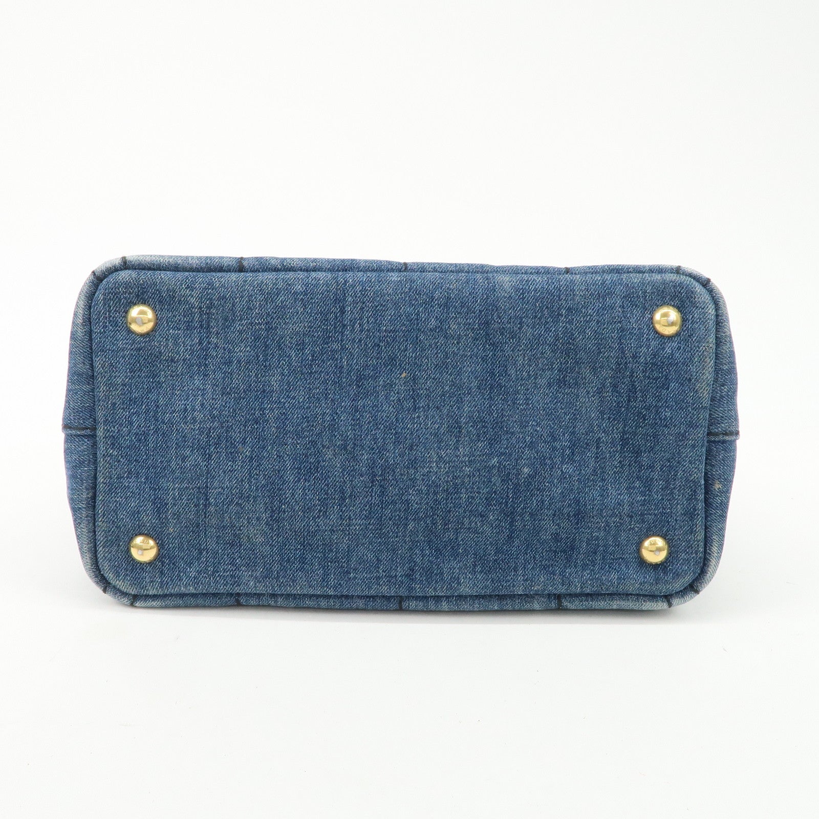 PRADA Canapa Mini Canvas Denim 2Way Shoulder Hand Bag Blue B2439G