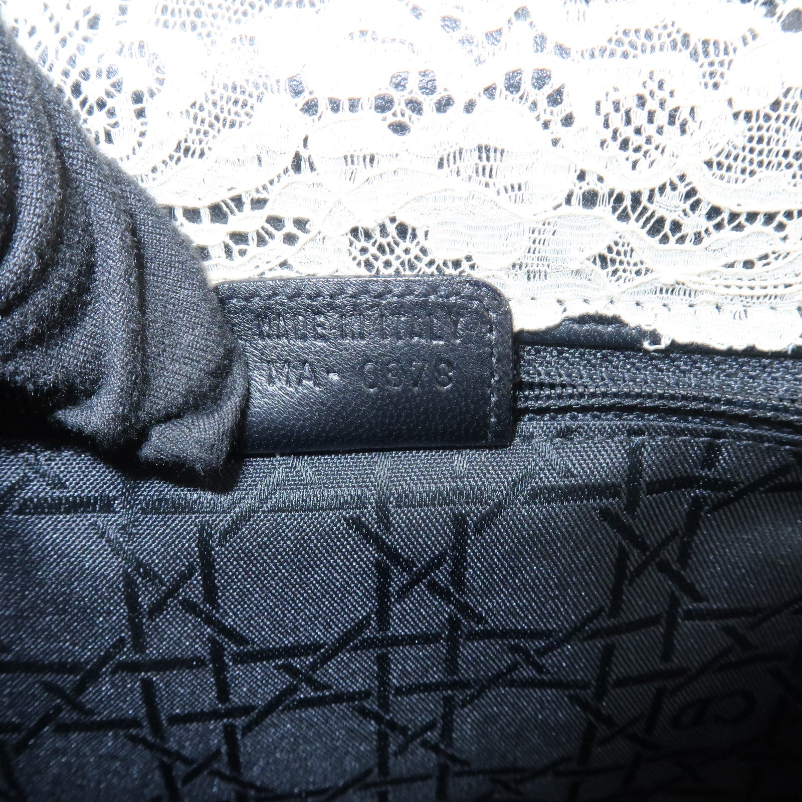 Christian Dior Logo Tweed Leather Shoulder Bag Hand Bag Black