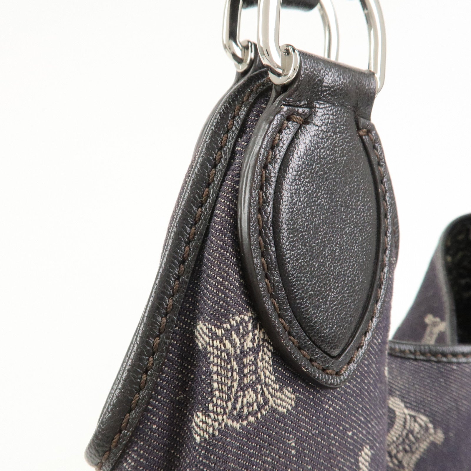 CELINE Macadam Denim Leather Shoulder Bag Hand Bag