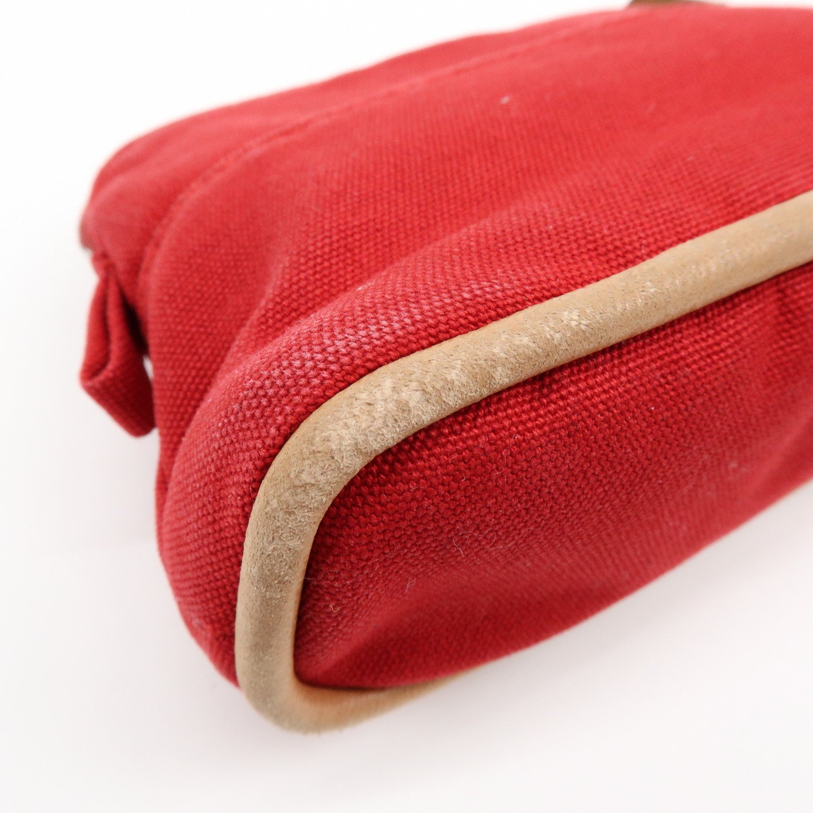 HERMES Bolide Set of 2 Canvas Leather Cosmetic Pouch Pink Red