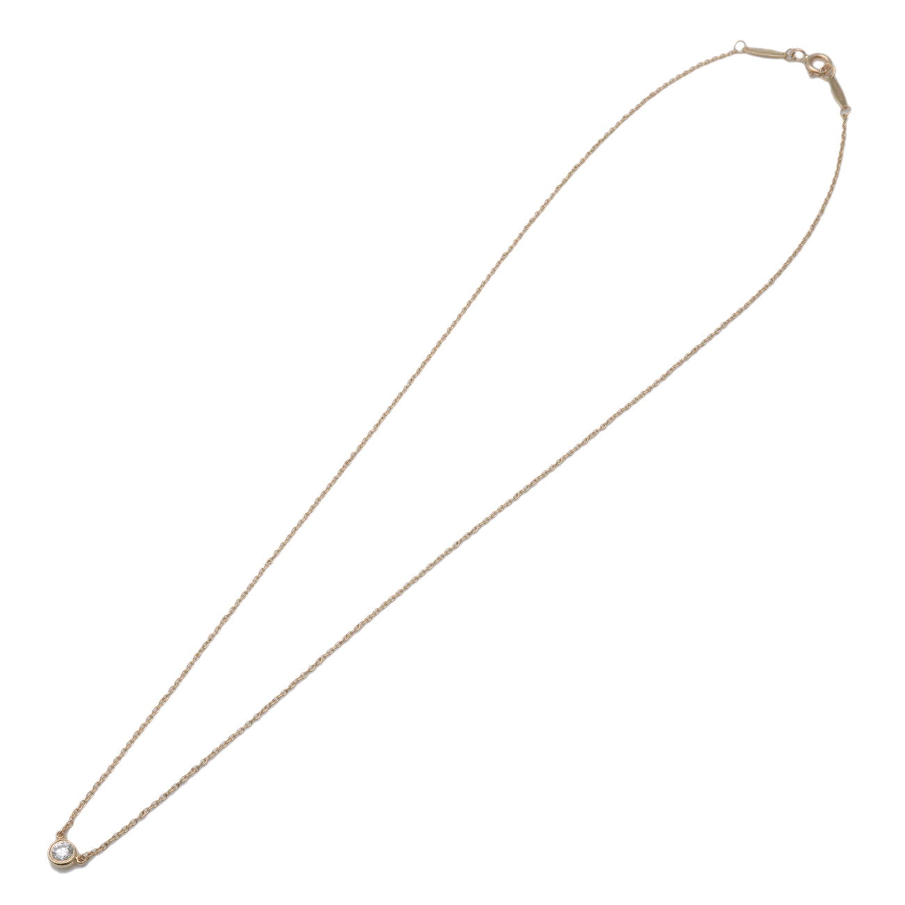Tiffany & Co By The Yard 1P Diamond Necklace K18 750YG Yellow Gold