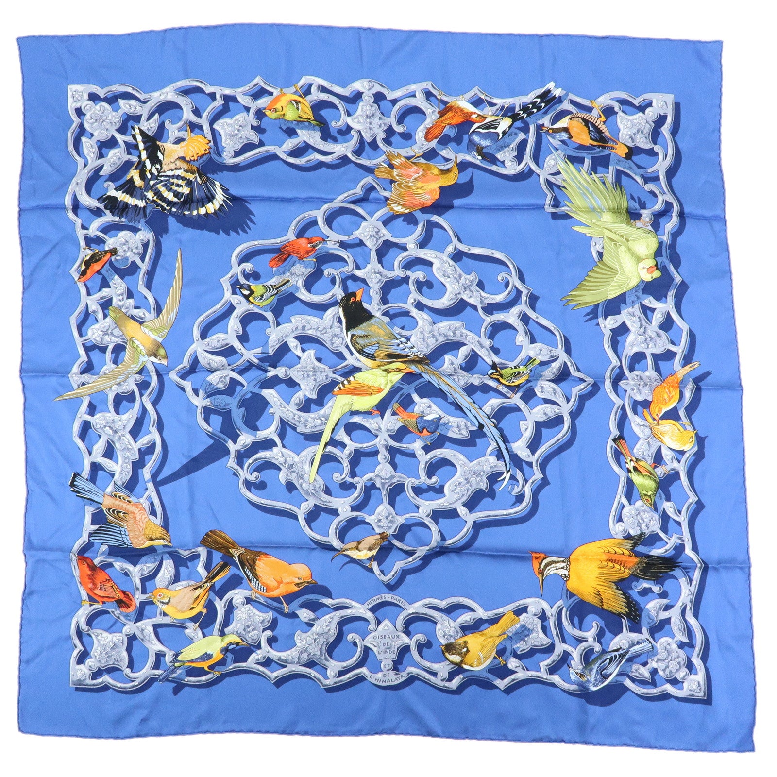 HERMES Carre 90 Silk 100% Scarf OISEAUX DE L'INDE ET DE L'HIMALAYA