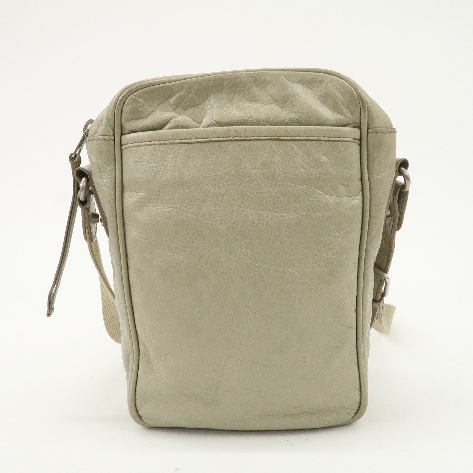 BALENCIAGA Leather Classic Reporter Shoulder Bag Beige 272861