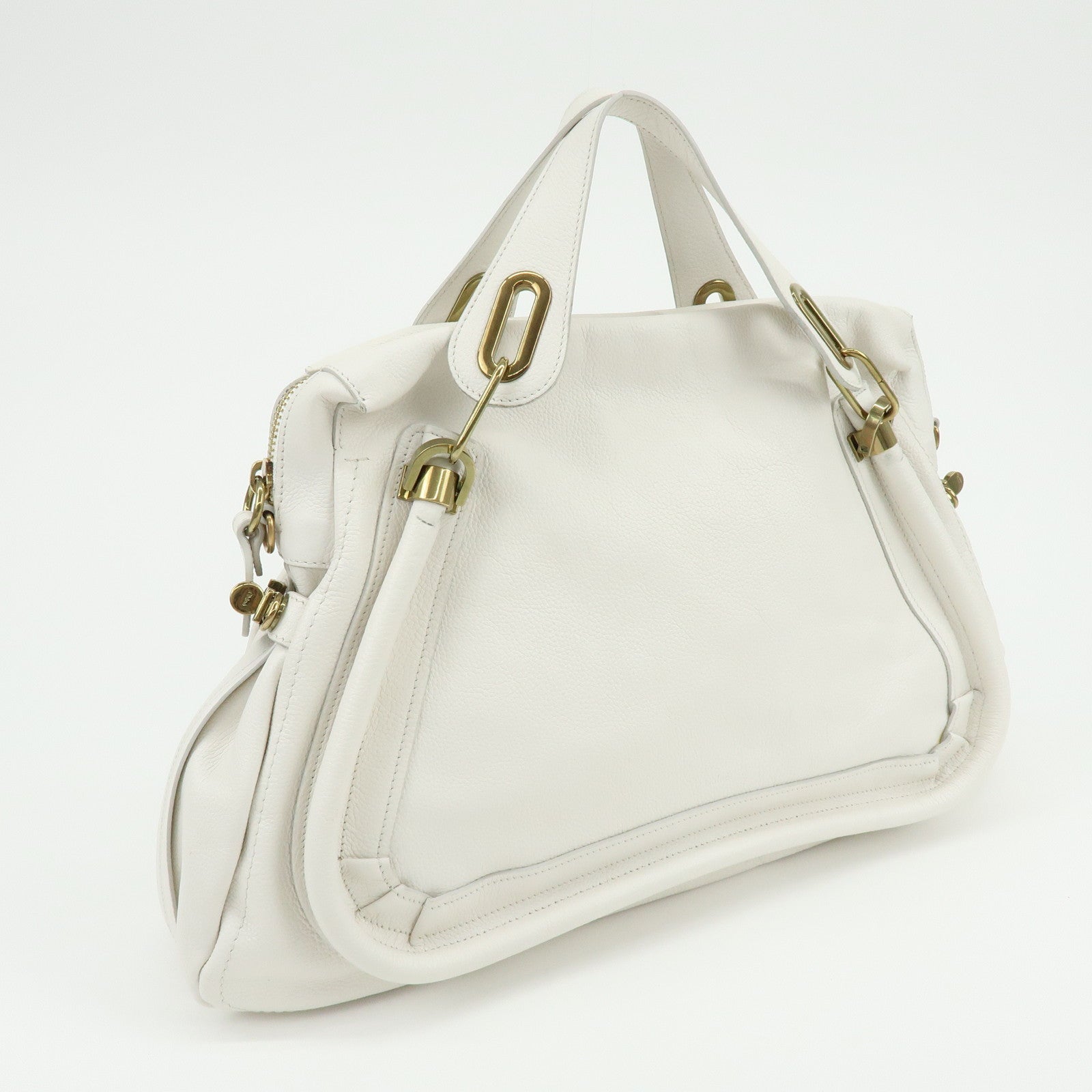 Chloe Paraty Leather 2Way Bag Hand Bag White