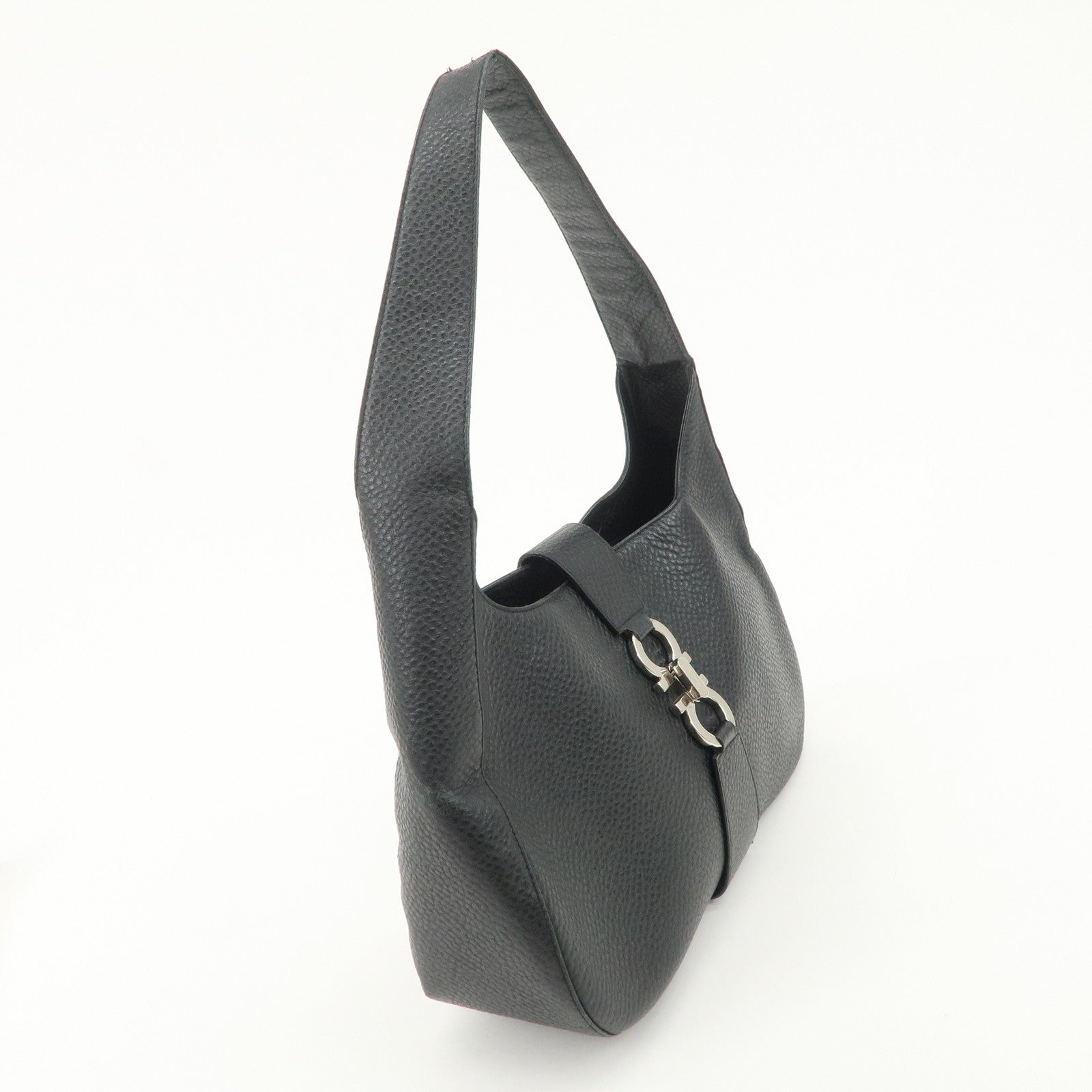 Ferragamo Gancini Shoulder Bag Hand Bag Black