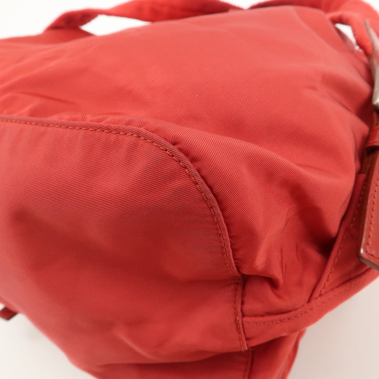 PRADA Triangle Logo Nylon Leather Backpack Rucksack Red