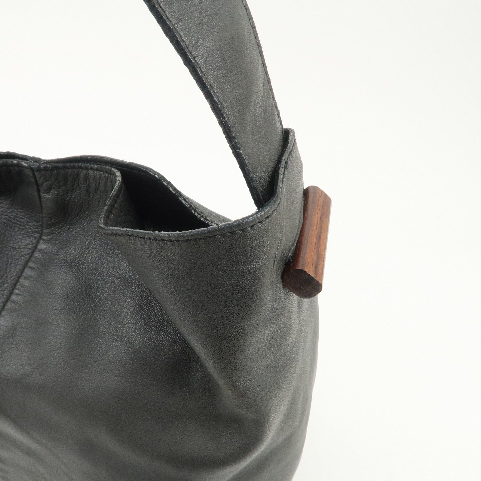LOEWE Logo Leather Shoulder Bag Hand Bag Black