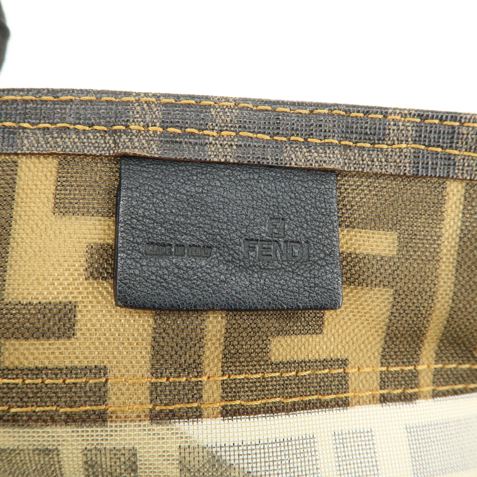 FENDI Zucca Nylon PVC Canvas Hand Bag Tote Bag Brown Black 8BH134