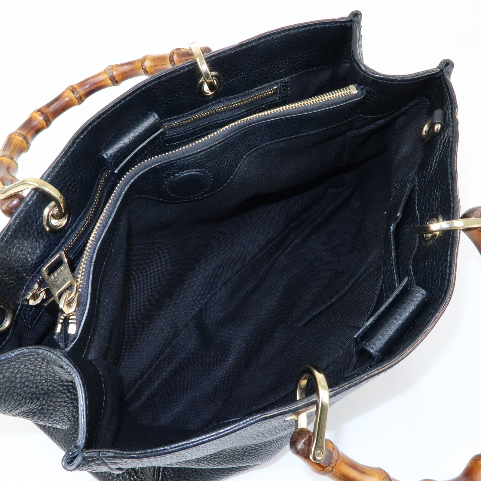 GUCCI Bamboo Leather Shopper Medium 2Way Bag Shoulder Bag 323660