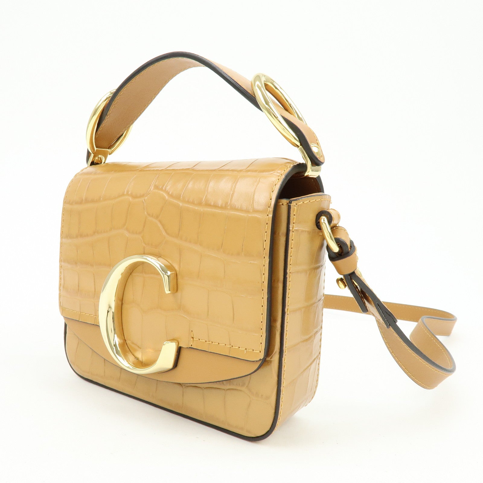 Chloe See By Chloe Embosssed Leather 2Way Bag Shoulder Bag Brown