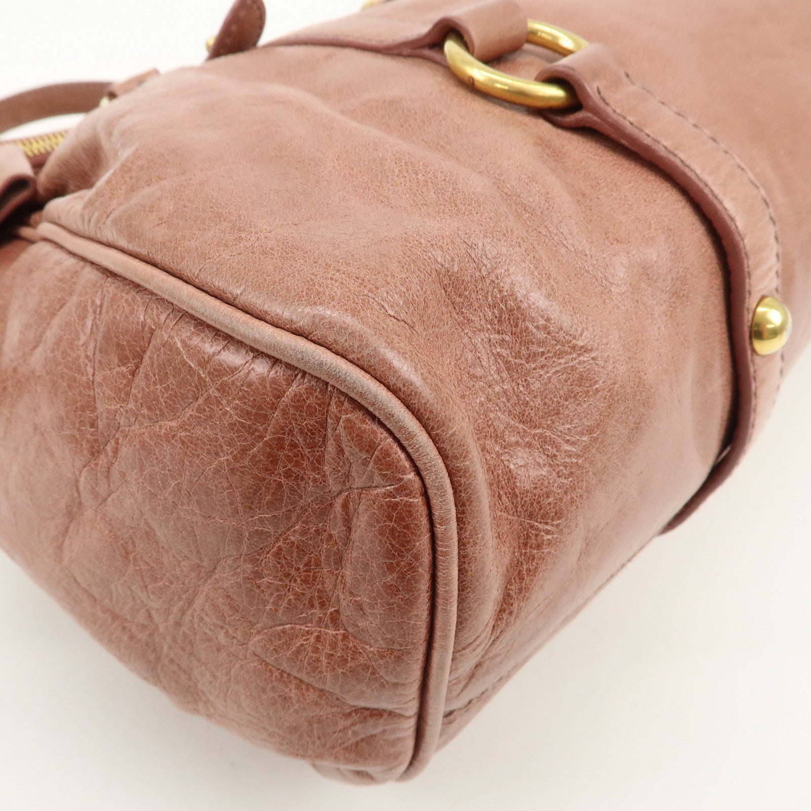 MIU MIU Logo Leather Ribbon 2Way Bag Shouler Bag Hand Bag RT0365