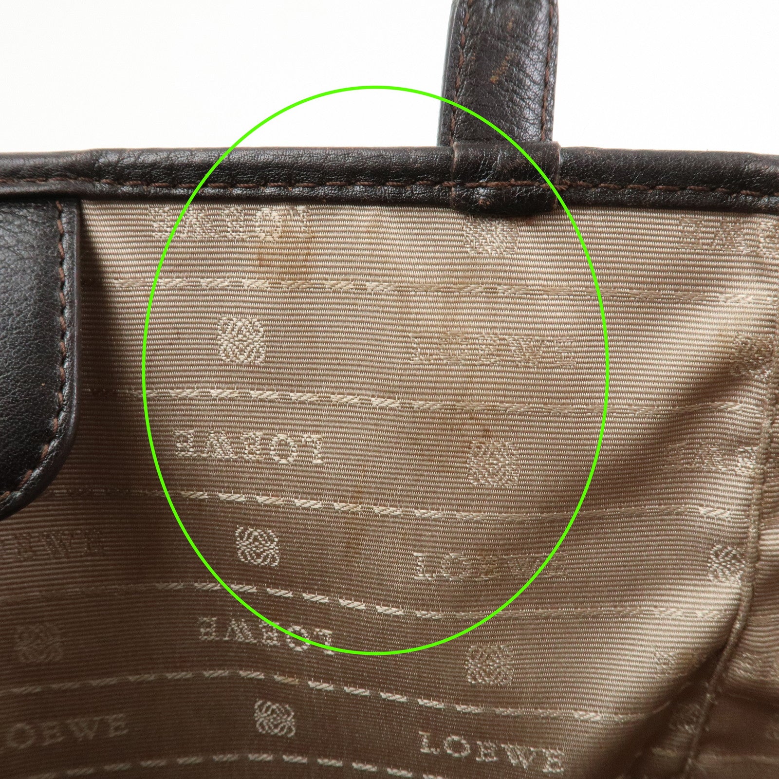 LOEWE Heritage Logo Leather Hand Bag Tote Bag Dark Brown