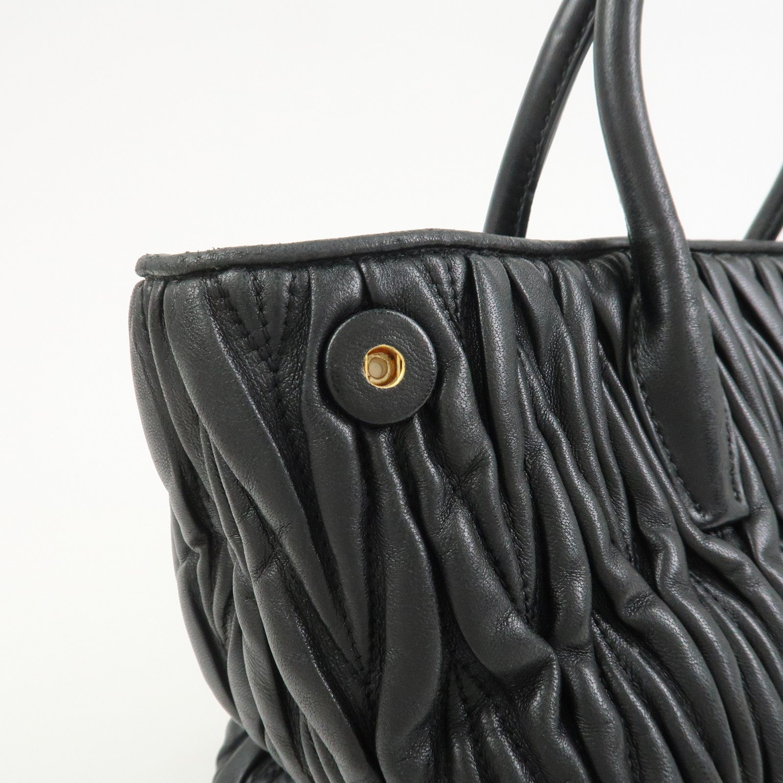 MIU MIU Matelasse Leather 2Way Bag Hand Bag Black RN1069