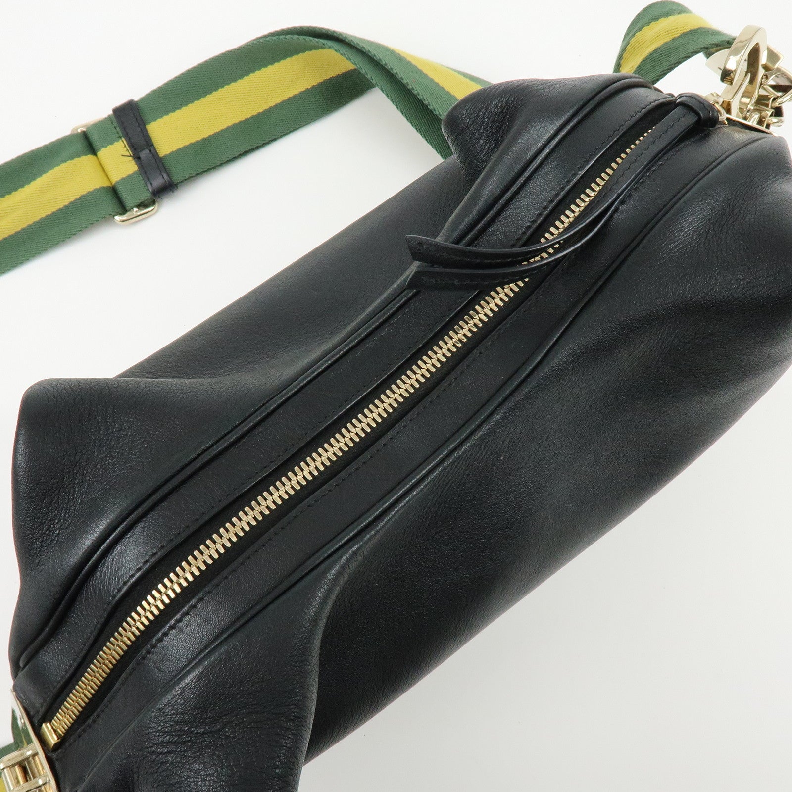 GUCCI Attache Leather Shoulder Bag Crossbody Bag Black 702823