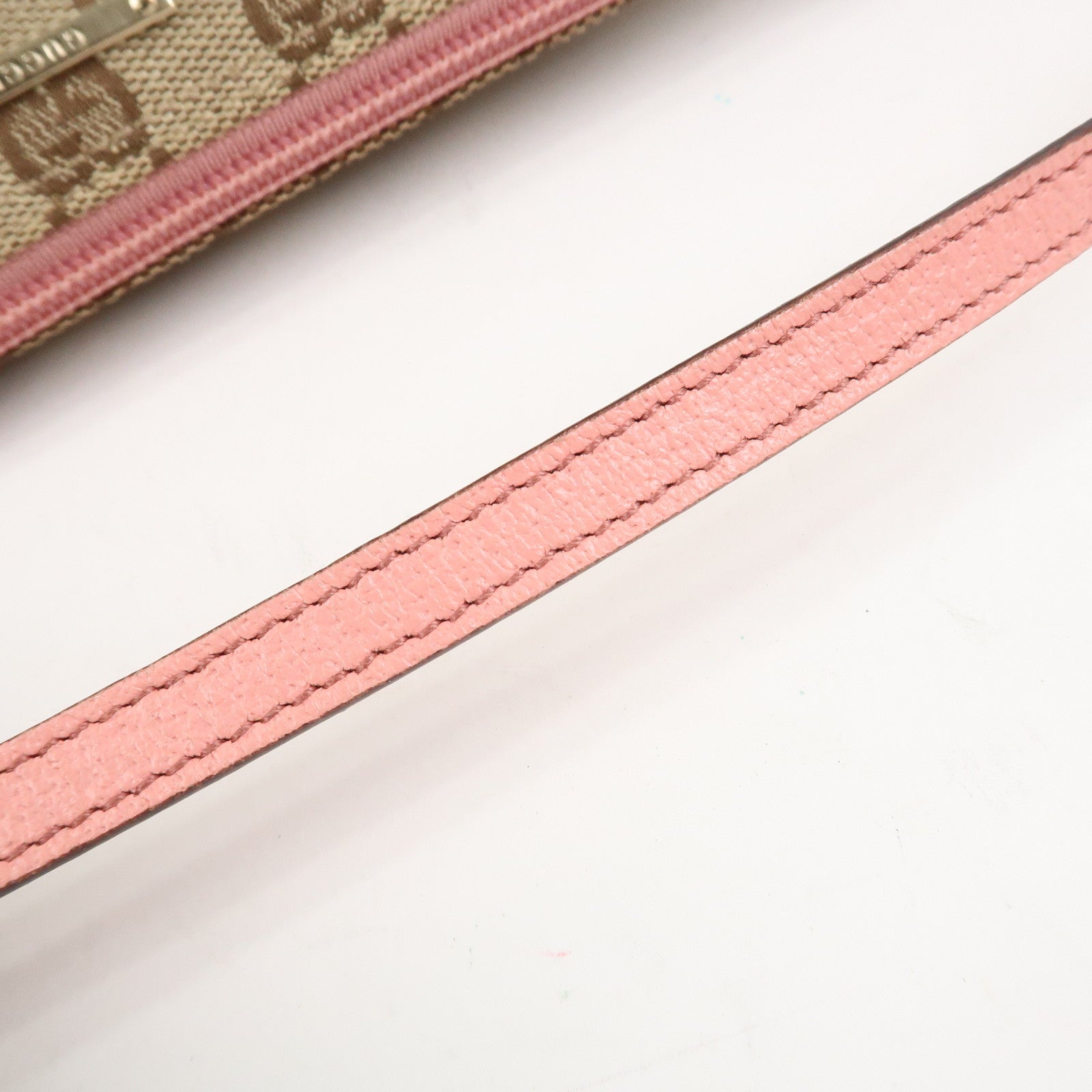 GUCCI Boat Bag GG Canvas Leather Hand Bag Brown Pink 07198
