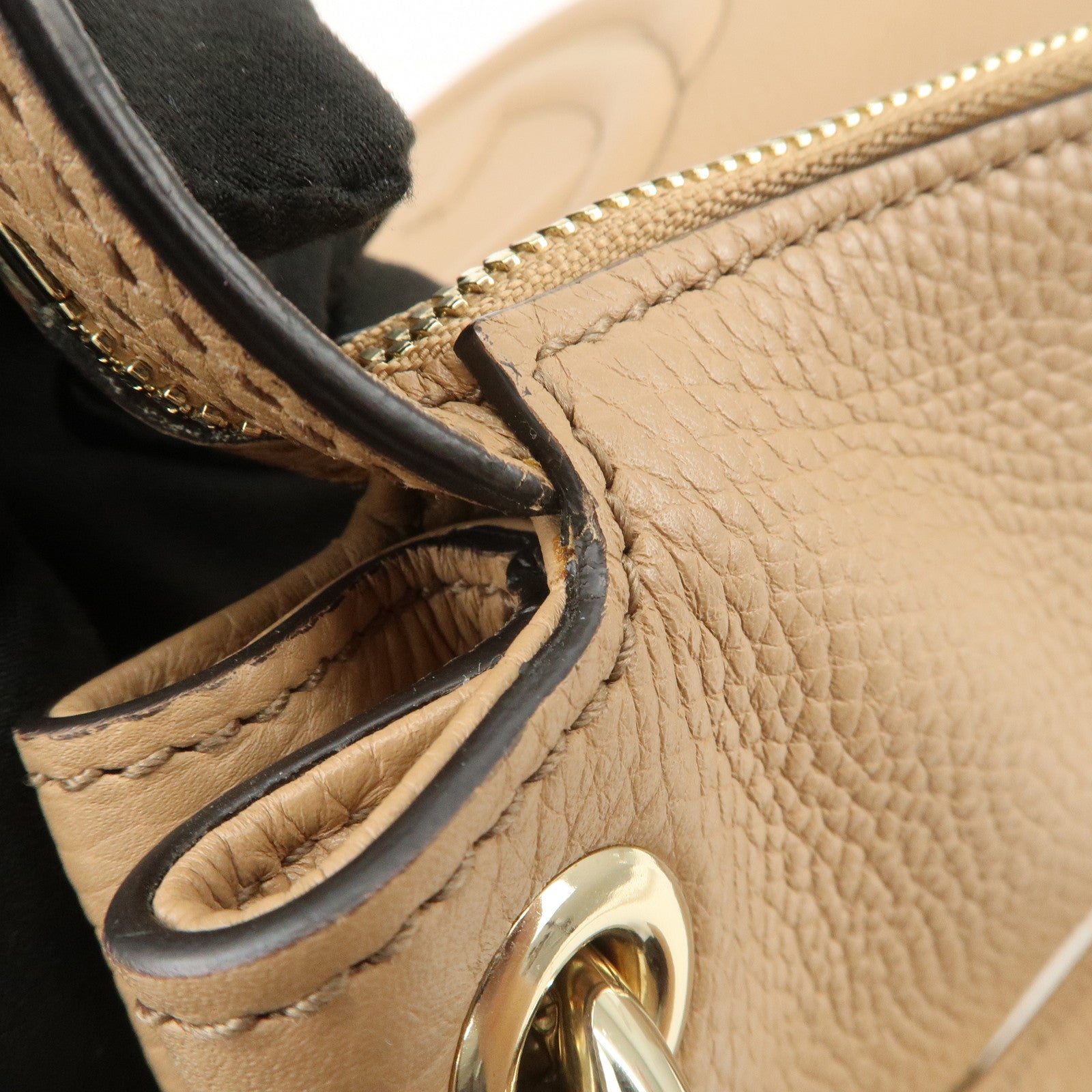 GUCCI SOHO Leather 2Way Bag Shoulder Bag Beige 408825