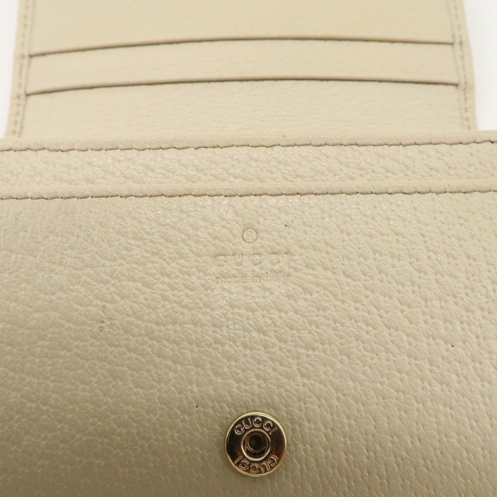 GUCCI Abbey GG Canvas Leather Card Case Ivory Beige 141417 Used