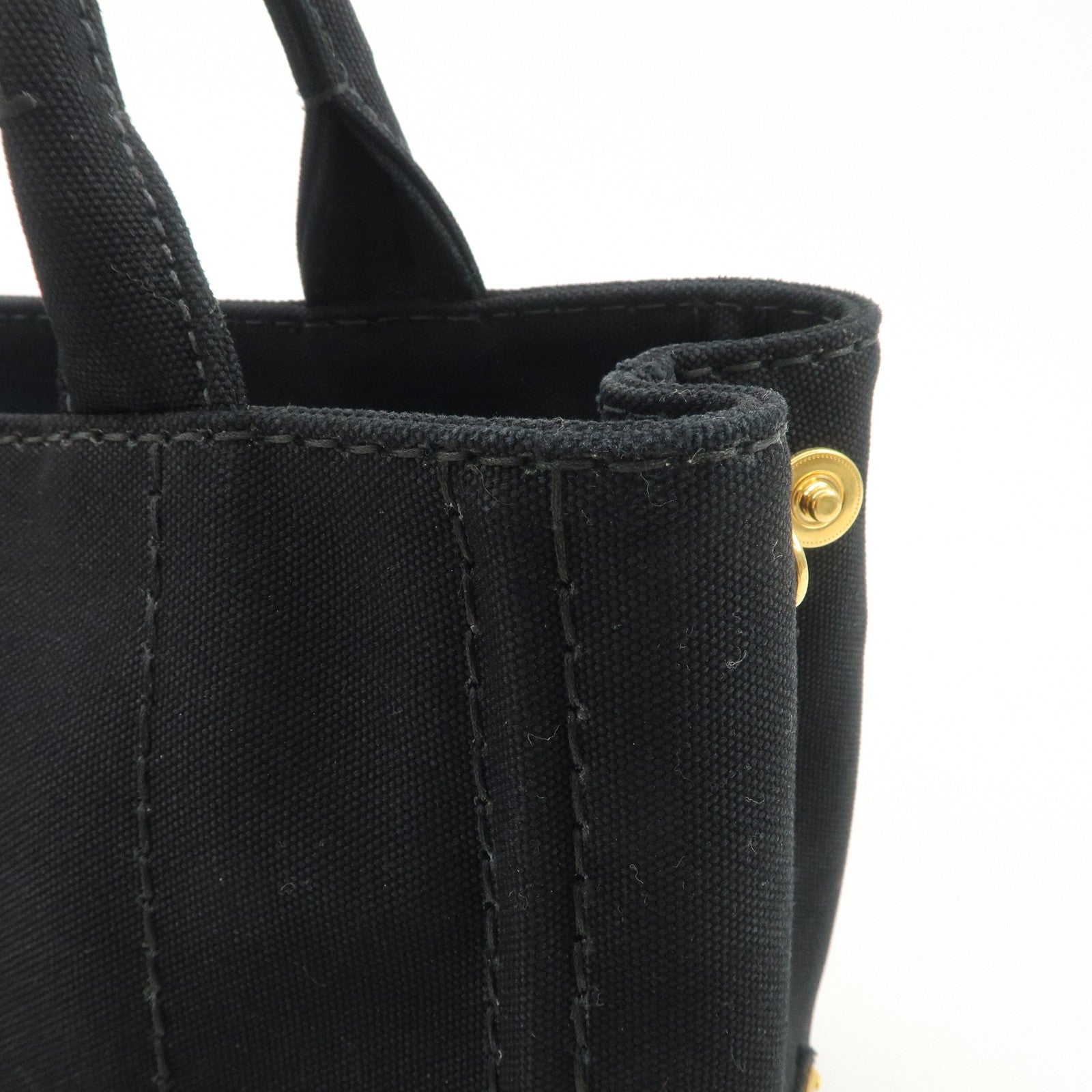 PRADA Canapa Mini Canvas 2Way Hand Bag Tote Bag Black 1BG439 Used