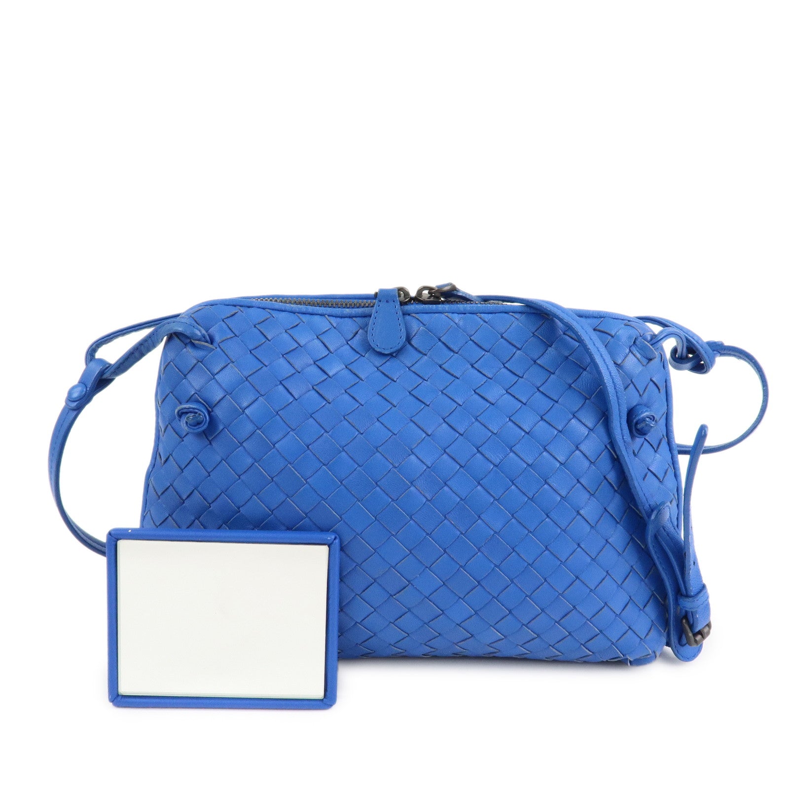 BOTTEGA VENETA Intrecciato Leather Shoulder Bag Blue