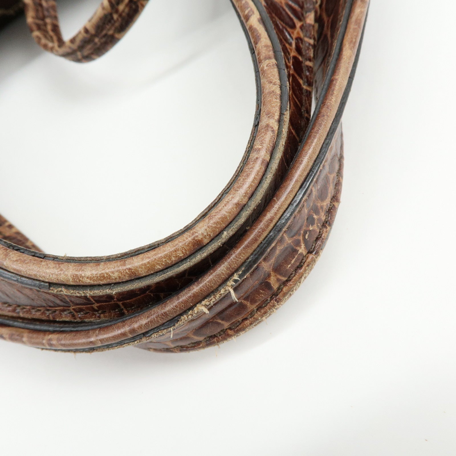 CELINE Macadam Bittersweet Canvas Leather Shoulder Bag Brown