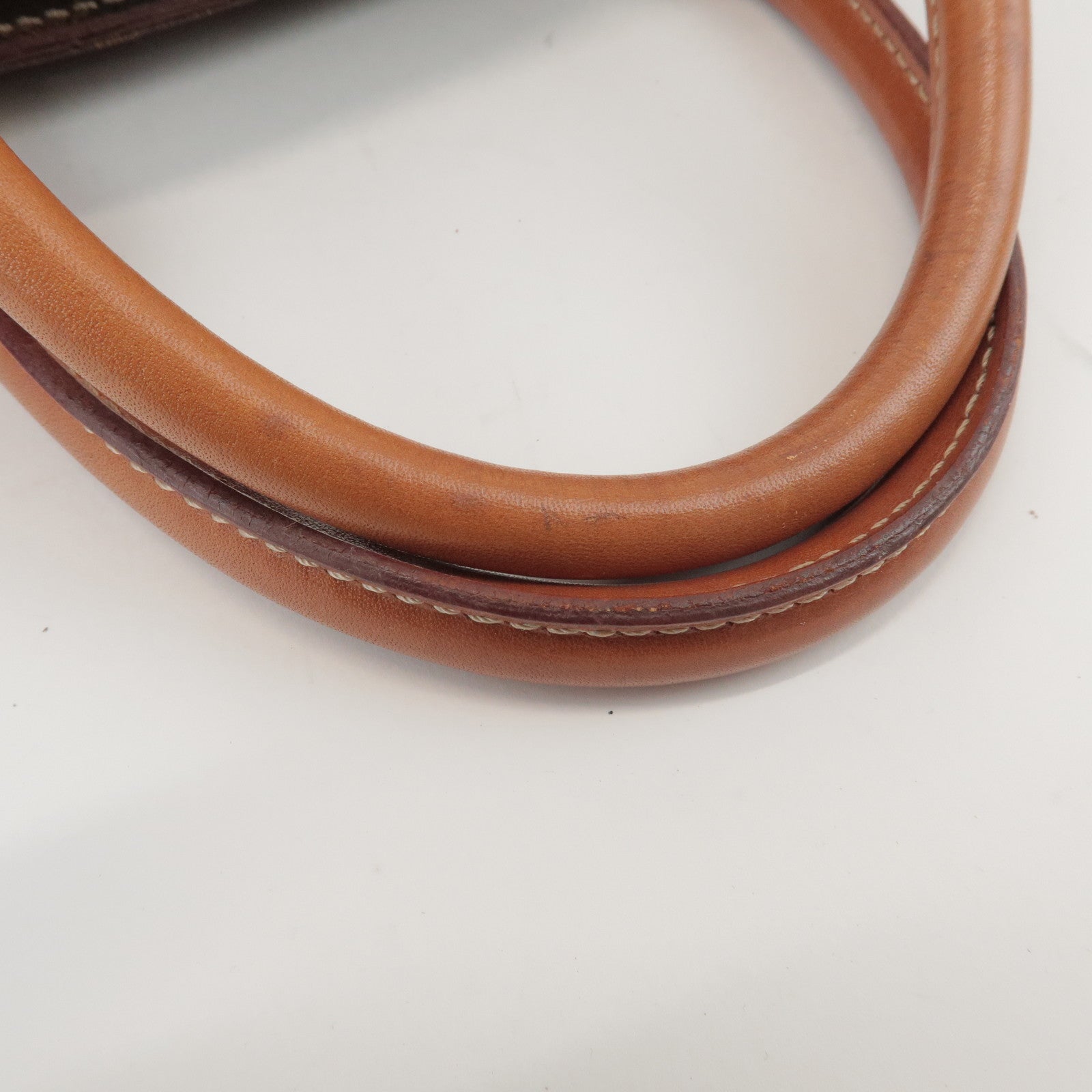 CELINE Macadam PVC Coated Canvas Leather Hand Bag Tote Bag Brown