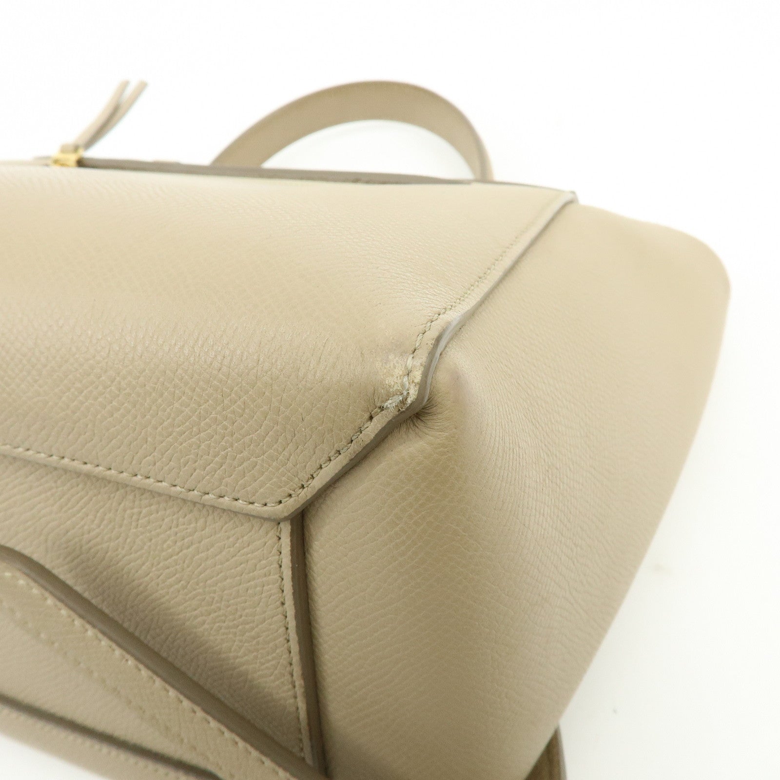 CELINE Belt Bag Leather 2WAY Bag Hand Bag Shoulder Bag Greige