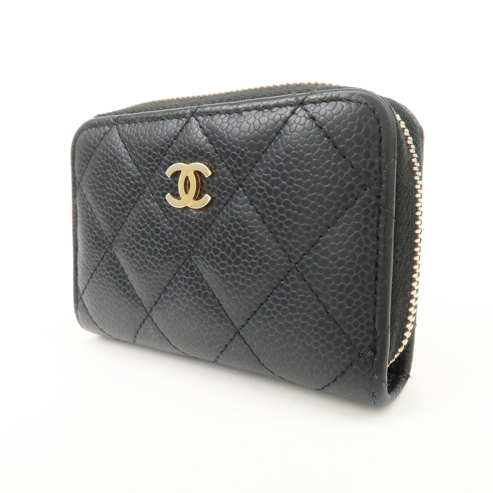 CHANEL Matelasse Timeless Classic Caviarskin Zippy Coin Case AP0216 Used
